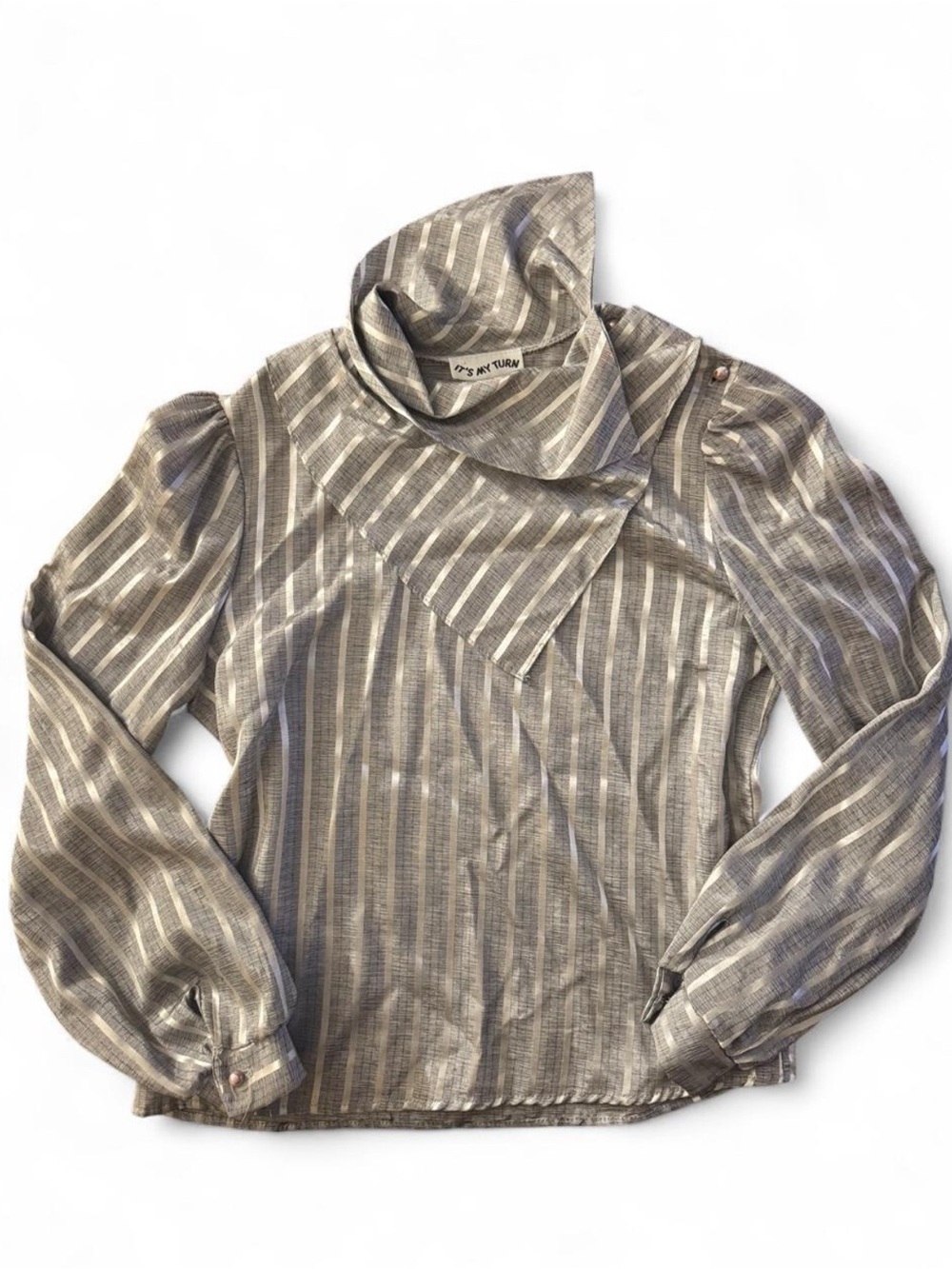 Vintage Silver-Striped Draped Blouse by It’s My Turn